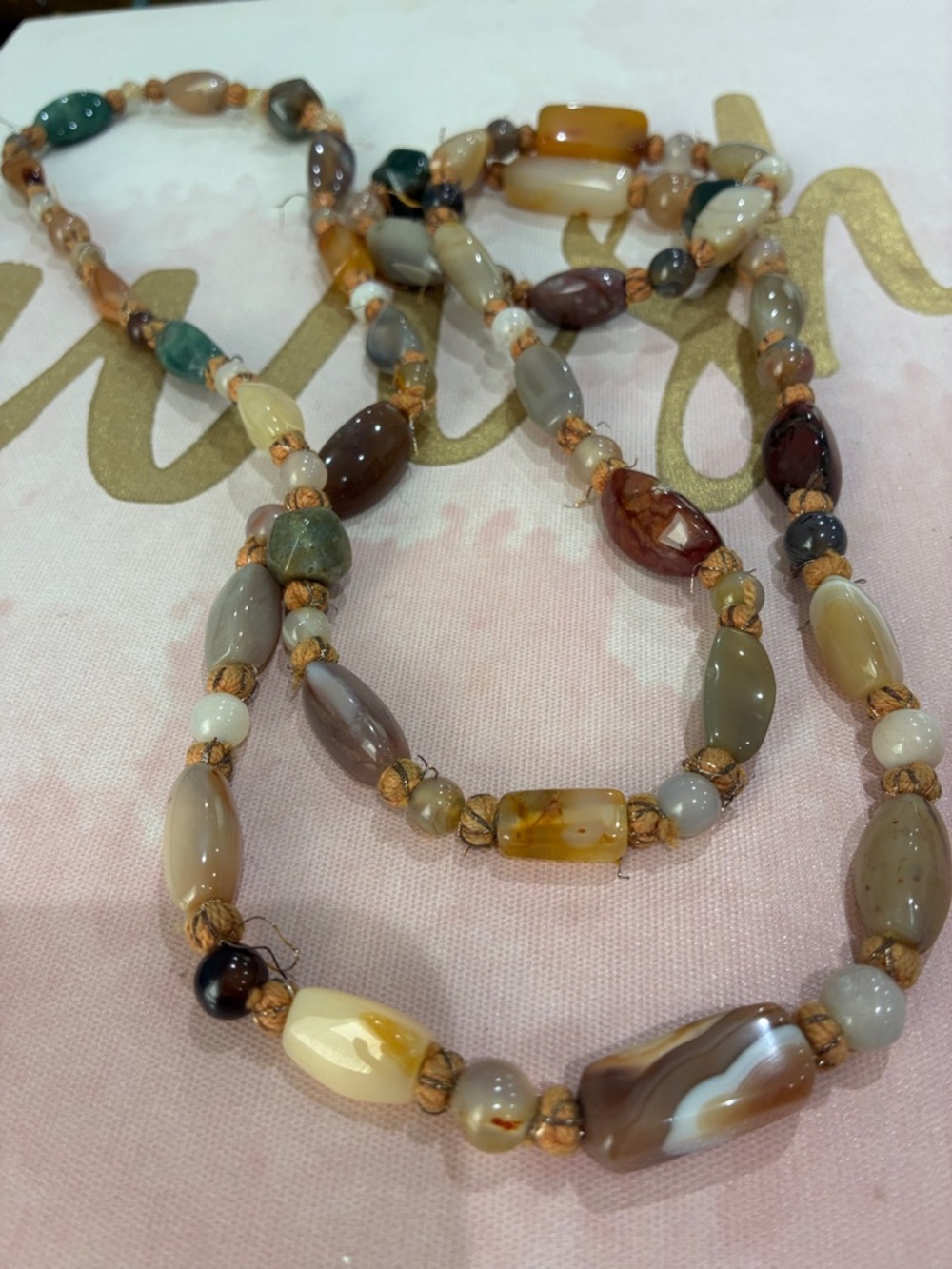 Boho Multi-Color Agate Bead Necklace - Unbranded View 2
